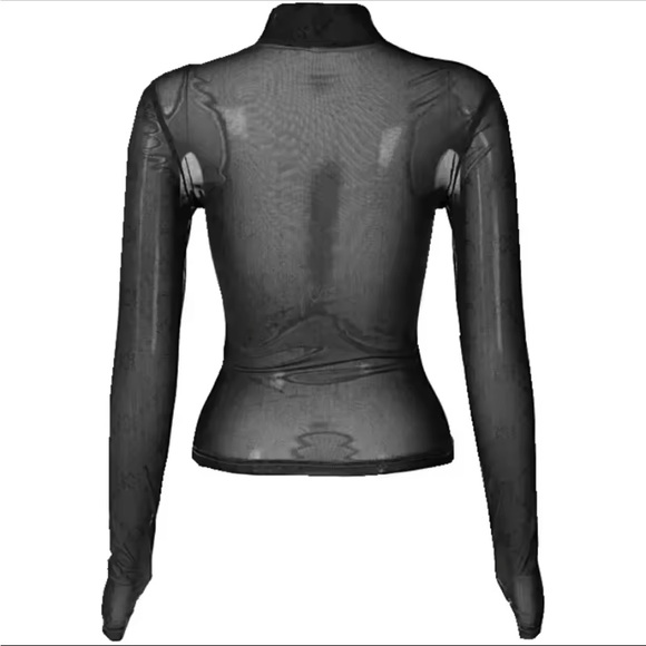 Stretch mesh black long sleeve turtleneck - Picture 10 of 10